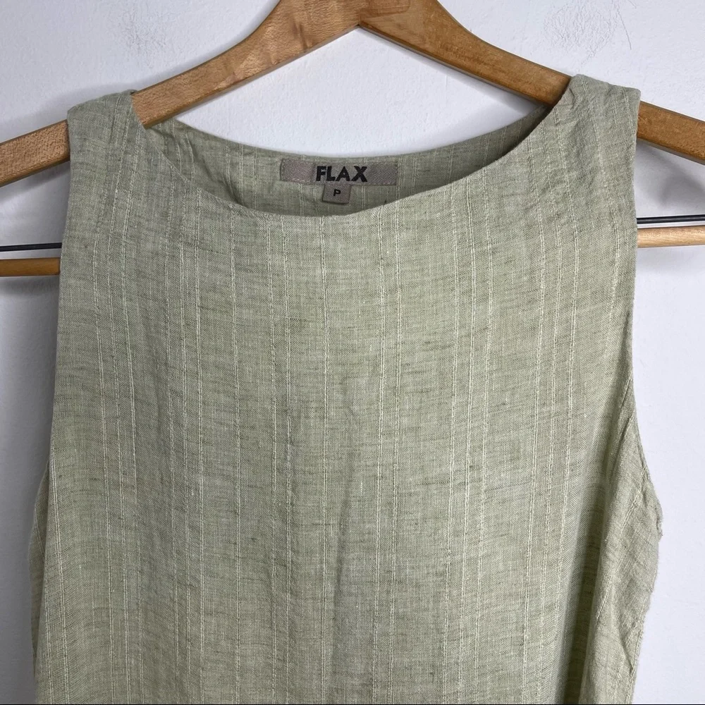 Flax Light Sage Green Linen Shift Dress